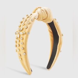 Gold Velvet Rhinestone Top Knot Headband NWT